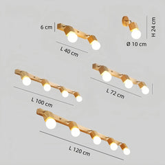 Aplique de baño de madera estilo nórdico multiluz LED