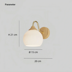 Aplique de pared nórdico LED de madera y vidrio opal para dormitorio