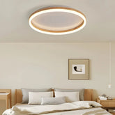Lámpara de techo redonda de madera LED regulable para dormitorio nórdico