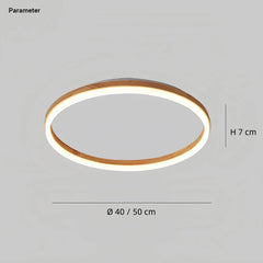 Lámpara de techo redonda de madera LED regulable para dormitorio nórdico