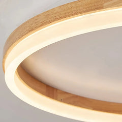 Lámpara de techo redonda de madera LED regulable para dormitorio nórdico