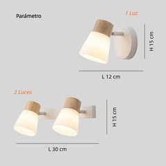 Aplique de pared nórdico LED orientable de vidrio blanco para dormitorio