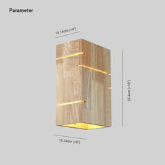 Apliques de pared rústicos de madera natural rectangular
