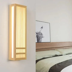 Aplique de pared madera diseño rectangular LED para dormitorio