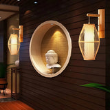 Aplique de pared de bambú estilo japonés LED tipo farol para salón