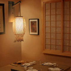 Aplique de Pared LED Estilo Japonés de Mimbre