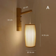 Aplique de pared de bambú estilo japonés LED tipo farol para salón