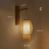 Aplique de pared de bambú estilo japonés LED tipo farol para salón