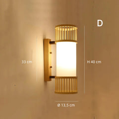 Aplique de pared de bambú estilo japonés LED tipo farol para salón