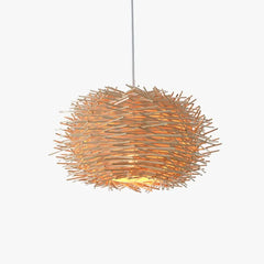 Lamparas de mimbre decoradas diseño creativo en forma de nido de pájaro