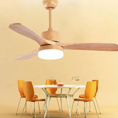 Ventilador de techo con luz de madera silencioso nórdico para salón