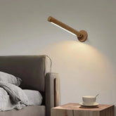 Aplique de pared de madera LED cilíndrico giratorio, recargable y regulable