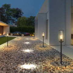 Baliza solar LED de jardín IP65 diseño farol negro moderno
