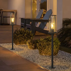 Baliza solar LED de jardín IP65 diseño farol negro moderno