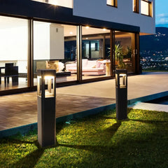 Baliza Solar De Exterior LED De Metal Diseño Moderno Jardín Negra