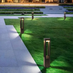 Luz para poste de calle solar LED cilíndrica negra para jardín