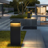 Baliza solar para exterior rectangular de metal negra LED IP65 moderno para jardín