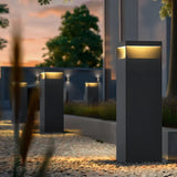 Baliza solar para exterior rectangular de metal negra LED IP65 moderno para jardín