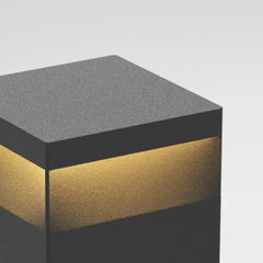 Baliza solar para exterior rectangular de metal negra LED IP65 moderno para jardín