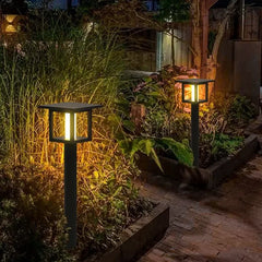 Farola columna para exterior solar LED negra para jardín