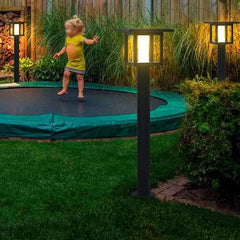 Farola columna para exterior solar LED negra para jardín