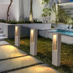 Farola jardín moderna LED de terrazo gris para exteriores