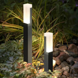 Baliza solar exterior moderna LED IP65 de aluminio negro para jardín