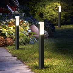 Baliza solar exterior LED de aluminio negra IP65 moderna para jardín