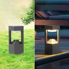 Baliza Exterior Solar LED de Diseño Moderno IP65 de Metal Negro para Jardín