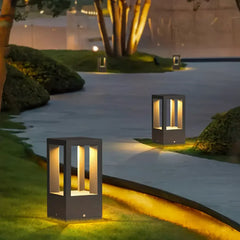 Baliza para Exterior LED con Sensor IP65 Moderna Negra Rectangular para Jardín