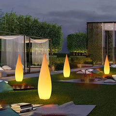 Lámpara De Pie Exterior Jardín Solar Regulable IP65 Blanco Moderno Forma Lágrima