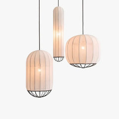 Lampara colgante blanca nordica diseño colgante con pantalla de tela