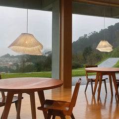 Lámparas colgantes con pantalla de tela color blanco