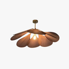 Lampara colgante de tela diseño retro con forma de pétalos y LED