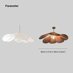 Lampara colgante de tela diseño retro con forma de pétalos y LED