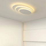 Plafón de techo moderno blanco LED regulable con diseño de tres capas para dormitorio