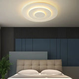 Plafón de techo moderno blanco LED regulable con diseño de tres capas para dormitorio