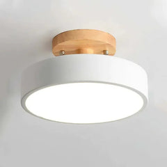 Lámpara de techo para pasillo LED nórdica redonda de madera macaron