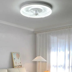 Ventilador de techo con luz regulable en intensidad diseño circular blanco