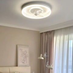 Ventilador de techo con luz regulable en intensidad diseño circular blanco
