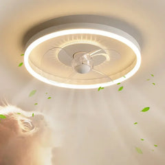 Ventilador de techo con luz regulable en intensidad diseño circular blanco