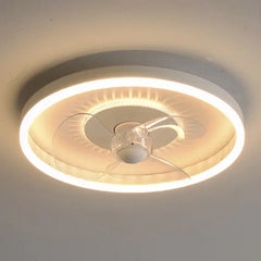 Ventilador de techo con luz regulable en intensidad diseño circular blanco