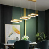 Lamparas colgantes 3 luces moderno rectangular dorado para comedor