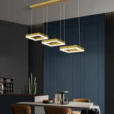 Lamparas colgantes 3 luces moderno rectangular dorado para comedor