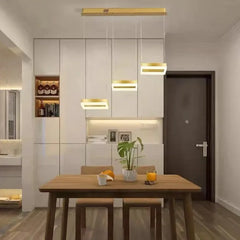 Lamparas colgantes 3 luces moderno rectangular dorado para comedor