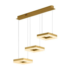 Lamparas colgantes 3 luces moderno rectangular dorado para comedor
