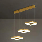 Lamparas colgantes 3 luces moderno rectangular dorado para comedor