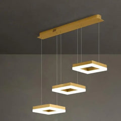 Lamparas colgantes 3 luces moderno rectangular dorado para comedor