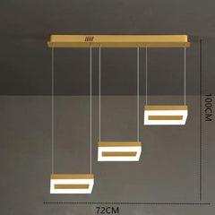 Lamparas colgantes 3 luces moderno rectangular dorado para comedor