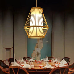 Lampara colgante de bambu con diseño retro estilo jaula